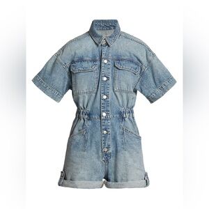Free People Romper We The Free Marci Denim Cuffed Romper Size L
